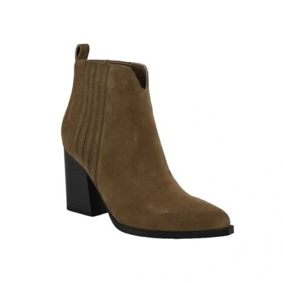 Marc Fisher Maree Brown Leather Pull On Pointed Toe Booties Size 6.5 NWOB - Picture 2 of 6